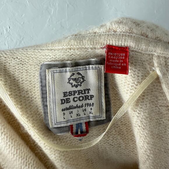 Vintage Y2K Esprit Women's sweater Large Wool Hooded Knit Tunic S/S E3-11 - Picture 8 of 10